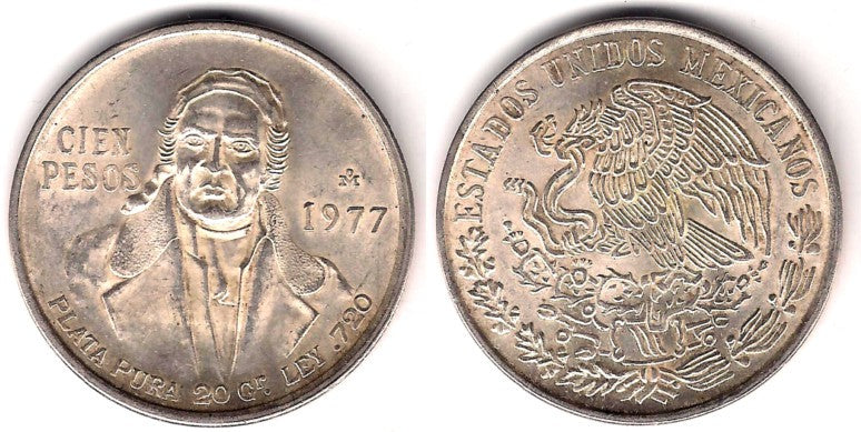 (483.1) Estados Unidos de América. 1977. 100 Pesos (EBC) (Plata)