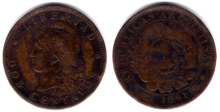 (33) Argentina. 1891. 2 Centavos (BC)