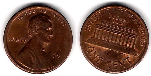 (201) Estados Unidos de América. 1991. 1 Cent (MBC)