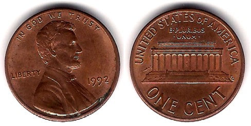 (201) Estados Unidos de América. 1992. 1 Cent (MBC)