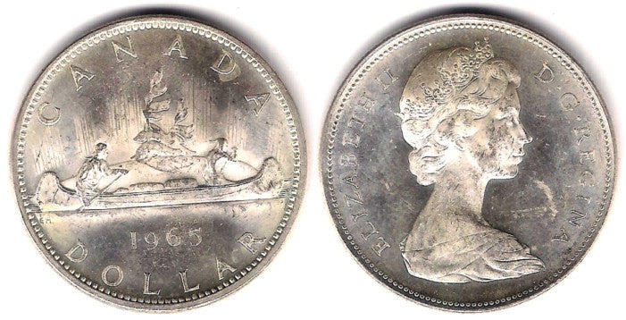 (54) Canadá. 1965. 1 Dollar (EBC) (Plata)