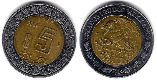(605) Estados Unidos Mexicanos. 2004. 5 Pesos (MBC-)