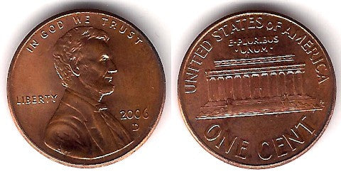 (201) Estados Unidos de América. 2006(D). 1 Cent (EBC)