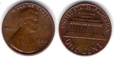 (201) Estados Unidos de América. 1980. 1 Cent (MBC)