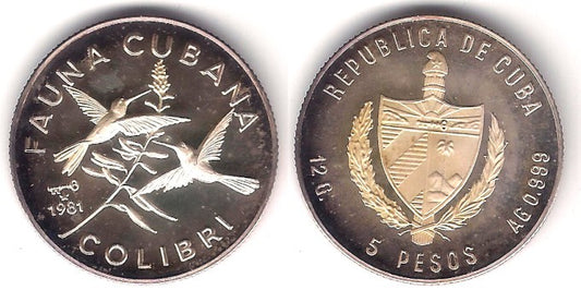 (75) Cuba. 1981. 5 Pesos (Proof) (Plata)