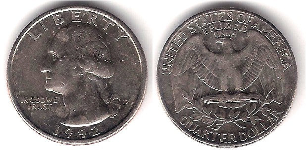 (A164a) Estados Unidos de América. 1992(D). Quarter Dollar (MBC)