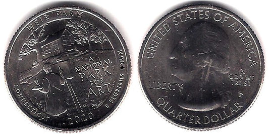 Estados Unidos de América. 2020(P). Quarter Dollar (SC) Weir Farm