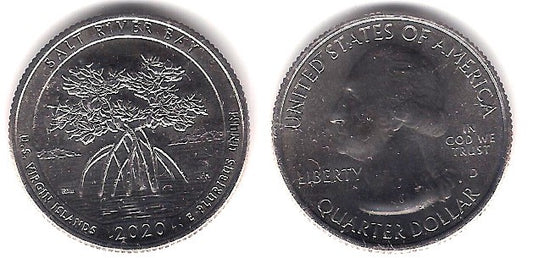Estados Unidos de América. 2020(D). Quarter Dollar (SC) Salt River Bay