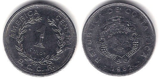 (210.1) Costa Rica. 1982. 1 Colon (MBC)