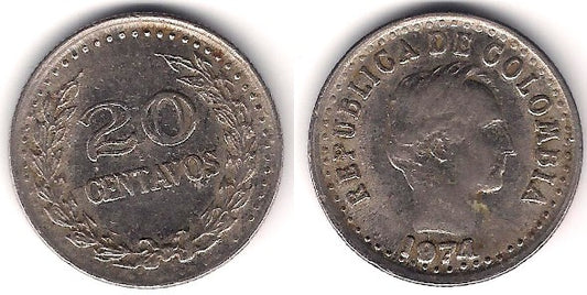 (246.1) Colombia. 1974. 20 Centavos (MBC)