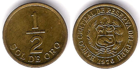 (265) Perú. 1976. 1/2 Sol de Oro (EBC+)