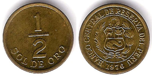 (265) Perú. 1976. 1/2 Sol de Oro (EBC+)