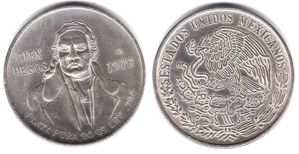 (483.2) Estados Unidos Mexicanos. 1978. 100 Pesos (SC) (Plata)