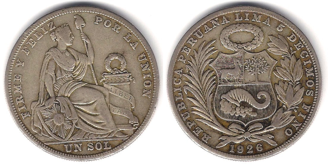 (218.2) Perú. 1926. 1 Sol (MBC) (Plata)