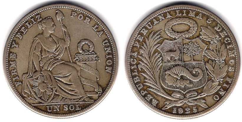 (218.1) Perú. 1925. 1 Sol (MBC+) (Plata)