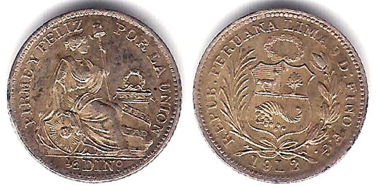 (206.2) Perú. 1912. ½ Dinero (EBC) (Plata)