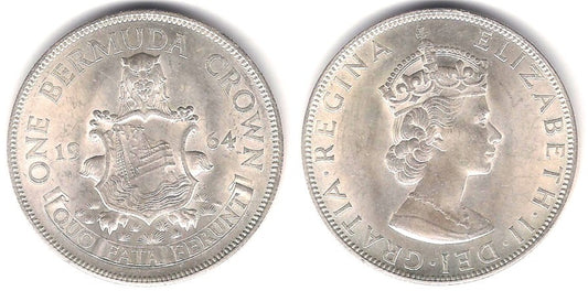(14) Bermudas. 1964. 1 Crown (SC) (Plata)