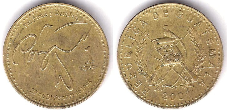 (284) Guatemala. 2001. 1 Quetzal (BC)