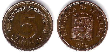 (Y49) Venezuela. 1974. 5 Céntimos (MBC)