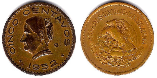 (424) Estados Unidos Mexicanos. 1952. 5 Centavos (MBC)