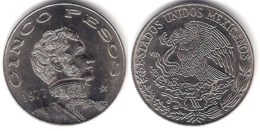 (472) Estados Unidos Mexicanos. 1977. 5 Pesos (EBC+)