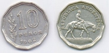 (60) Argentina. 1962. 10 Pesos (MBC)