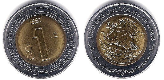 (603) Estados Unidos Mexicanos. 1997. 1 Peso (EBC)