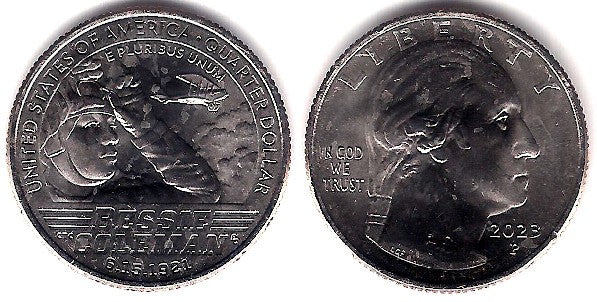 Estados Unidos de América. 2023(P). Quarter Dollar (SC) Bessie Coleman