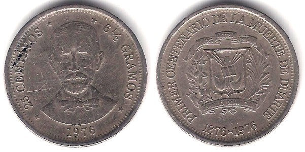 (43) República Dominicana. 1976. 25 Centavos (BC/BC+)