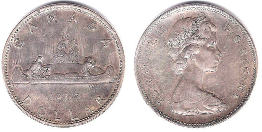 (64.1) Canadá. 1965. 1 Dollar (MBC+) (Plata)