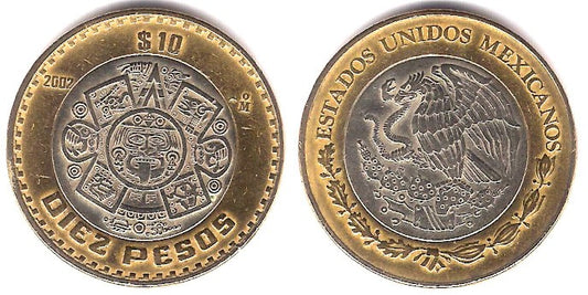 (616) Estados Unidos Mexicanos. 2002. 10 Pesos (BC+)