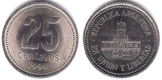 (110a) Argentina. 1994. 25 Centavos (EBC+)
