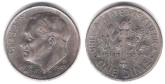(195a) Estados Unidos de América. 1995(D). 1 Dime (MBC+)