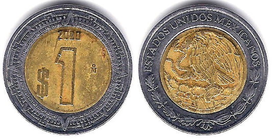 (603) Estados Unidos Mexicanos. 2000. 1 Peso (BC+)