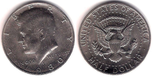 (A202b) Estados Unidos de América. 1980(P). Half Dollar (MBC+)