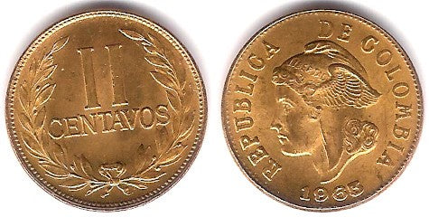 (211) Colombia. 1965. 2 Centavos (EBC)
