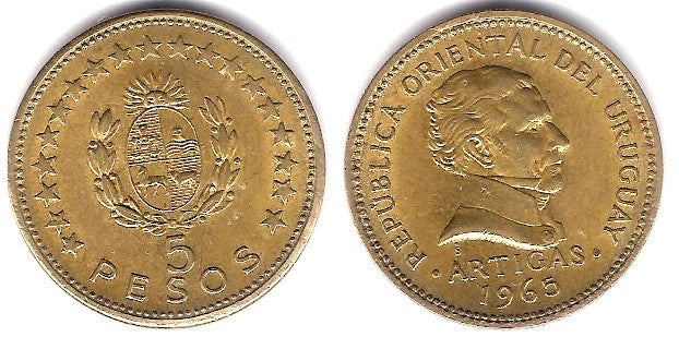 (47) Uruguay. 1965. 5 Pesos (EBC+)