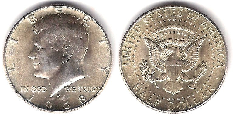 (202a) Estados Unidos de América. 1968(D). Half Dollar (SC) (Plata)
