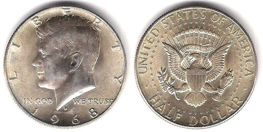 (202a) Estados Unidos de América. 1968(D). Half Dollar (SC) (Plata)