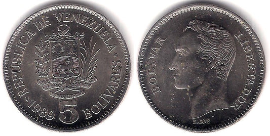 (Y53a.2) Venezuela. 1989. 5 Bolivares (SC-)