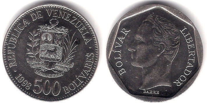 (Y79.1) Venezuela. 1998. 500 Bolivares (EBC+)
