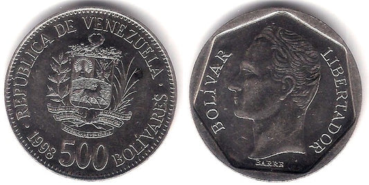 (Y79.1) Venezuela. 1998. 500 Bolivares (EBC+)