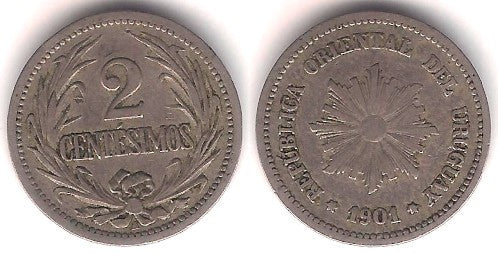 (20) Uruguay. 1901. 2 Centesimos (MBC)