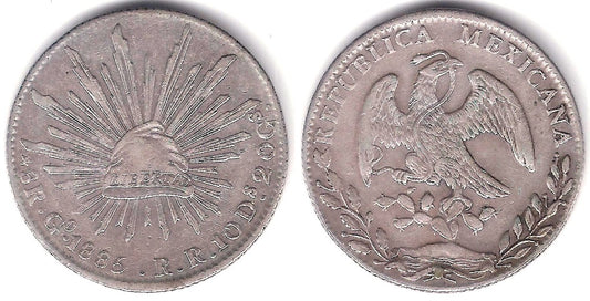 (377.8) República Mexicana. 1885. 8 Reales (MBC+) (Plata) Ceca de Guanajuato RR