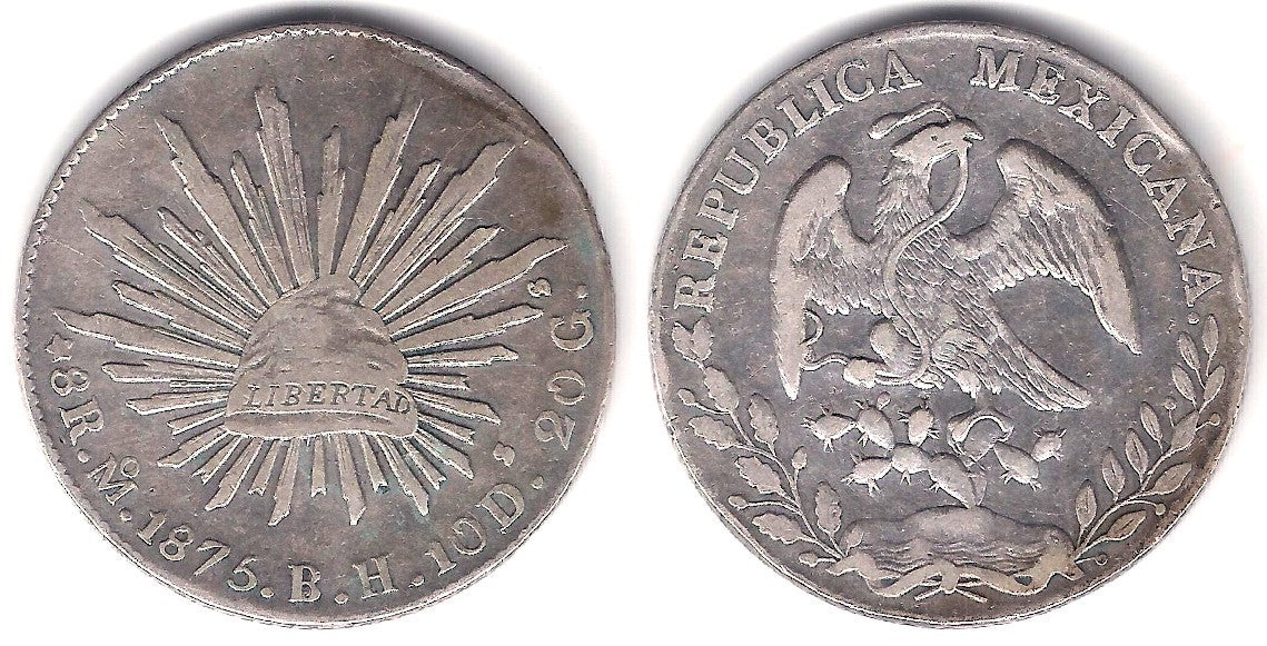 (377.10) República Mexicana. 1875. 8 Reales (MBC+) (Plata) Ceca de Ciudad de México BH