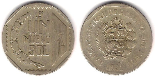 (308.1) Perú. 1991. 1 Nuevo Sol (BC+)