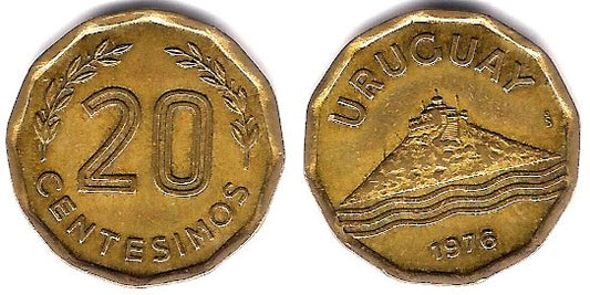 (67) Uruguay. 1976. 20 Centesimos (MBC)