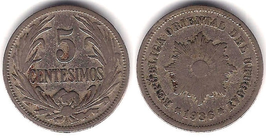 (21) Uruguay. 1936. 5 Centesimos (BC)