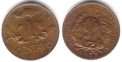 (205) Colombia. 1957. 1 Centavo (MBC+)