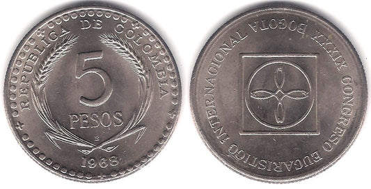 (230) Colombia. 1968. 5 Pesos (EBC+)